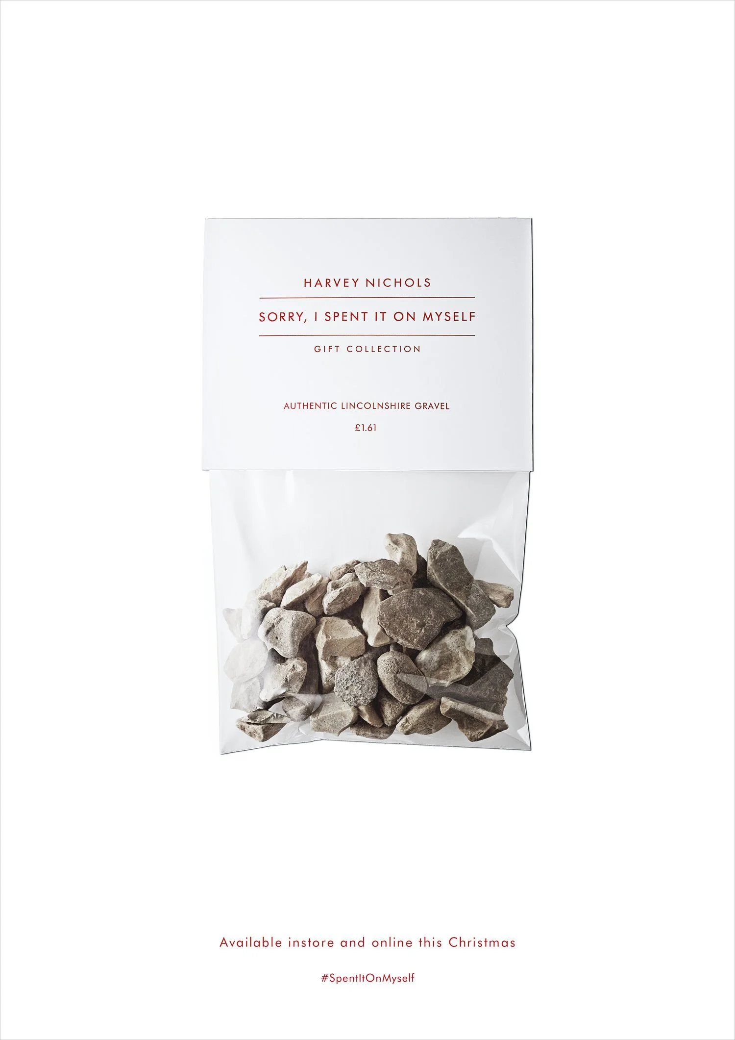 Harvey Nichols Authentic Lincolnshire Gravel gift in clear luxury packaging