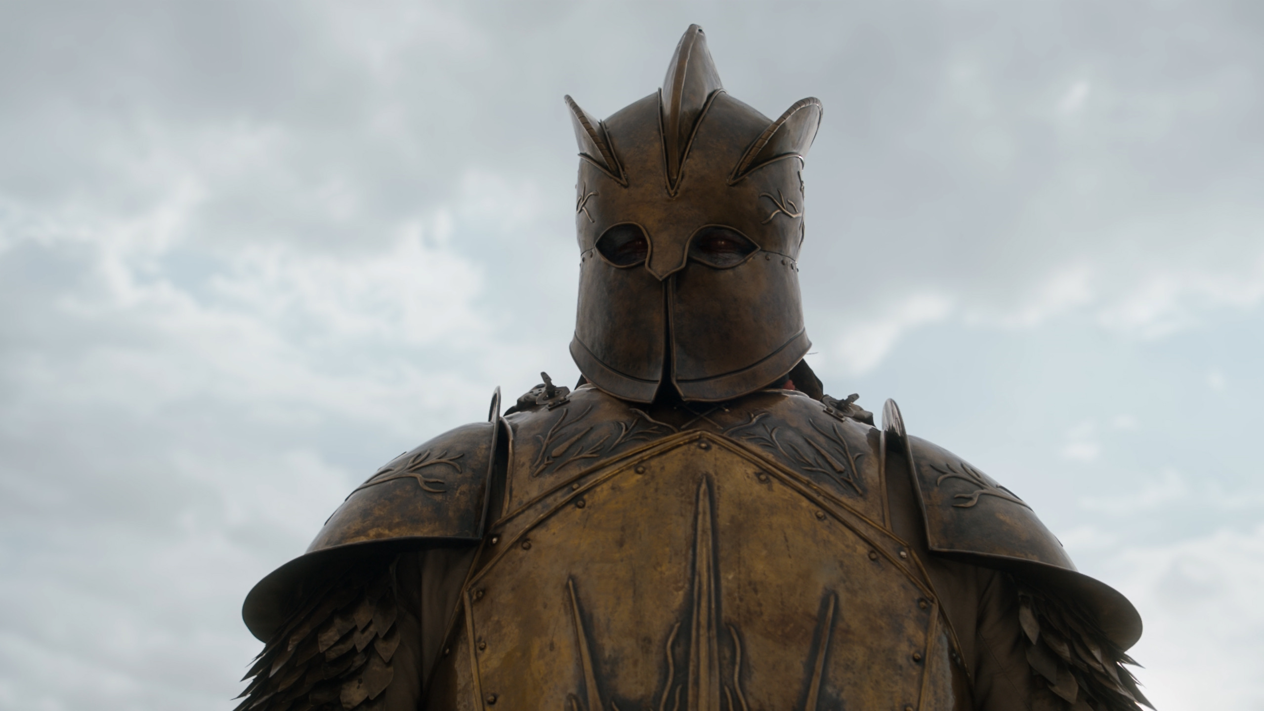 The Mountain stands in armor inside Bud Light’s bright medieval tournament.