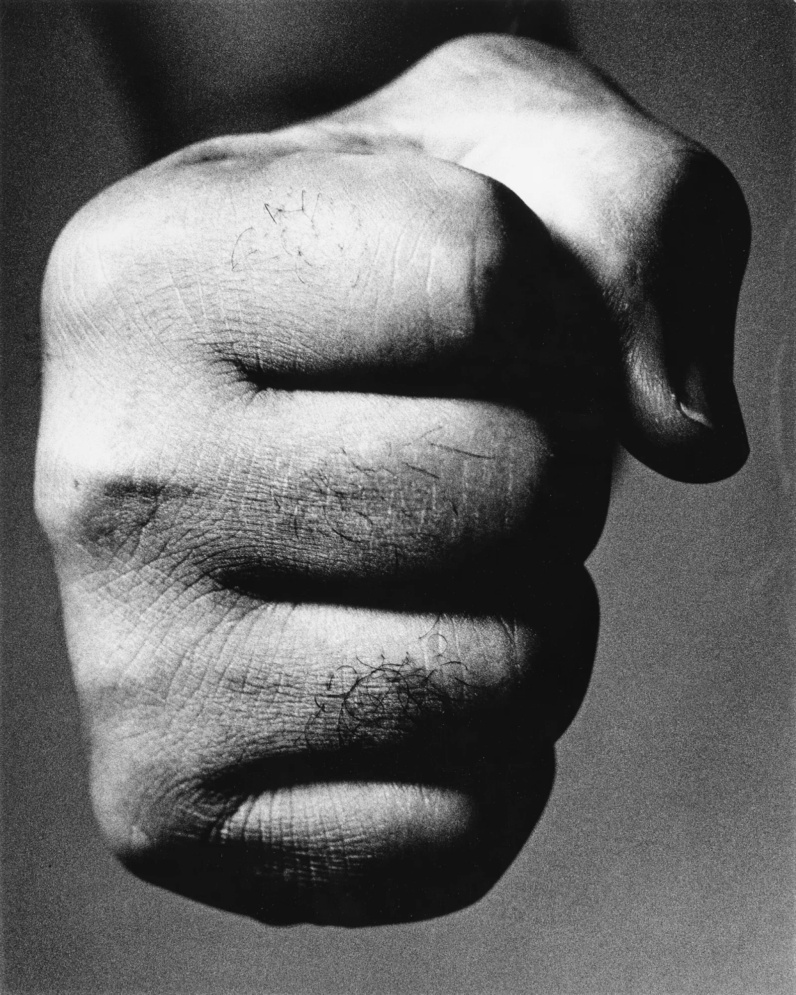Richard Avedon's close-up black-and-white portrait of Joe Louis's clenched fist