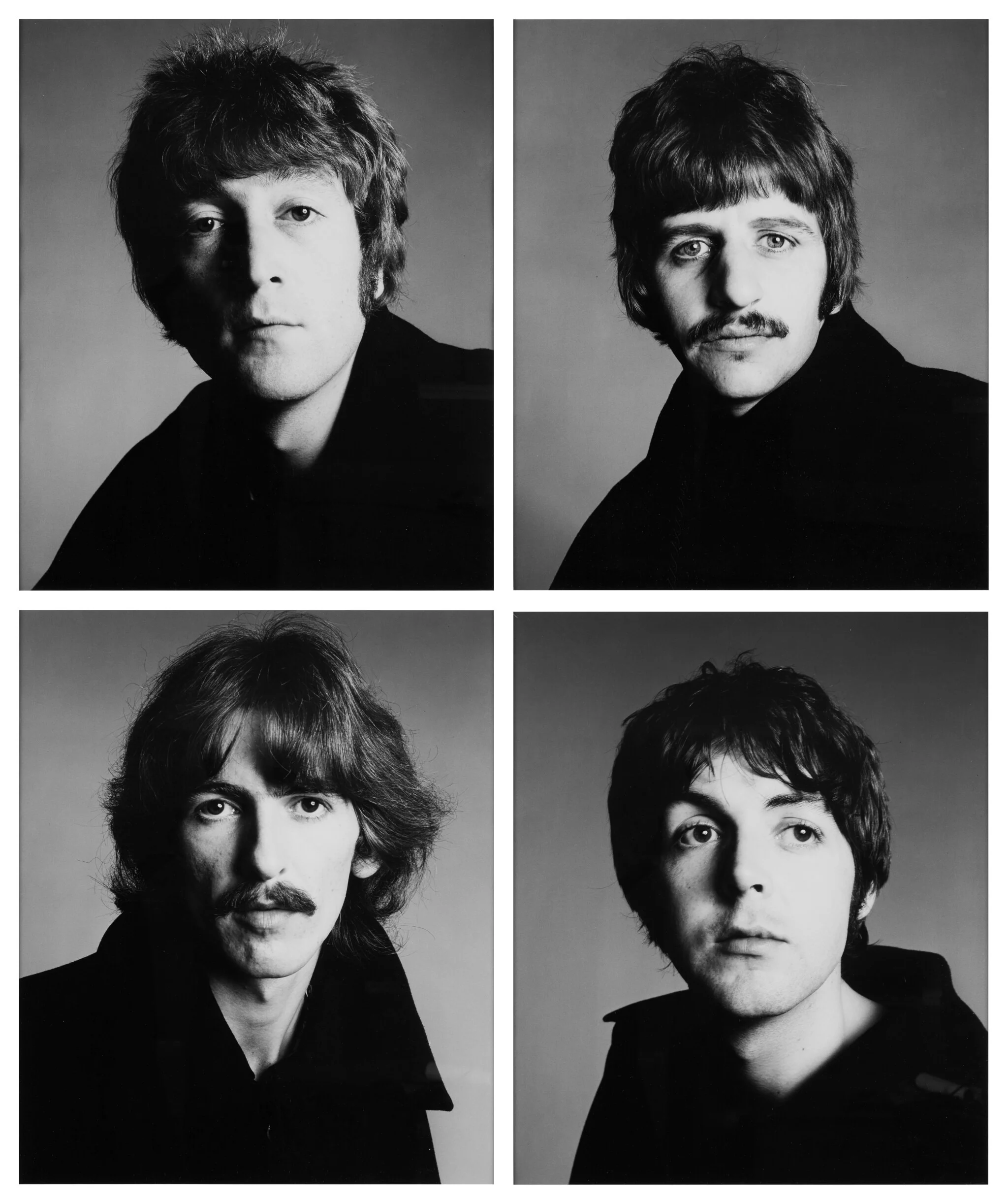 Richard Avedon's black-and-white four-panel portrait of the Beatles